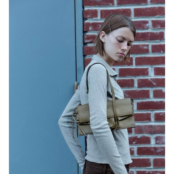 Zara Pocket Shoulder Olive Brown Bag - Picture 7 of 11